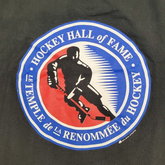 Vintage 90s Hockey Shirt M/L 20x25 Faded Black Hall-of-Fame - Picture 9 of 14